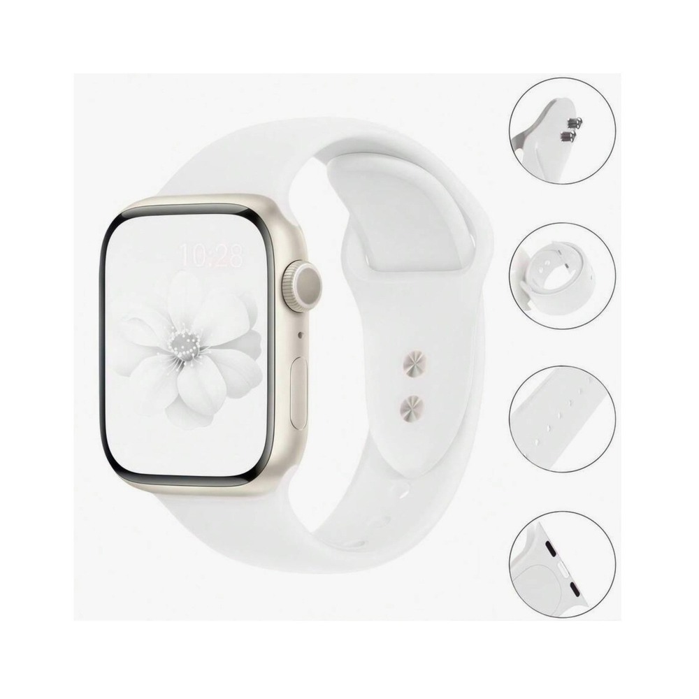 Apple iWatch Compatible Ultra SE Sporty White Silicone Watch Band 38/40/41/42mm